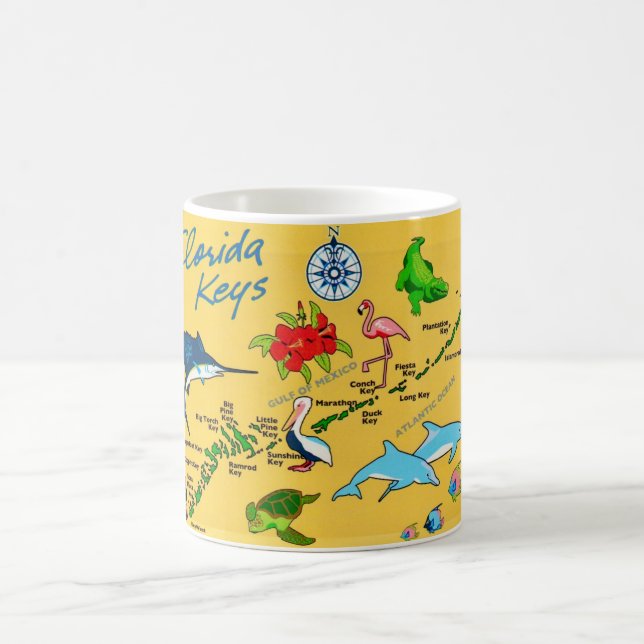 Buntes Florida Keys Karte Kasse Kaffeetasse (Mittel)