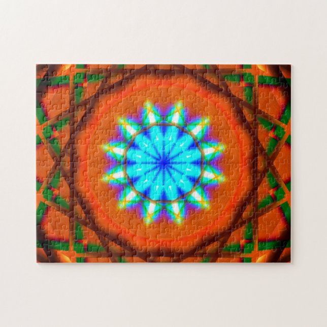 Buntes Fraktal hat | sich wiederholenden Mandala Puzzle (Horizontal)