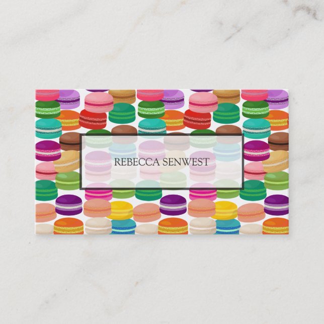 Buntes Franzosen Macarons Gebäck Visitenkarte (Vorderseite)