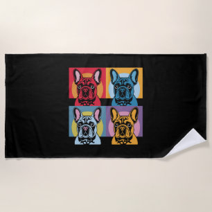 Buntes Französische Bulldogge Pop-Art-Design für H Strandtuch