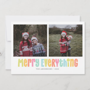 Buntes fröhliches alles zwei Foto-Weihnachten Feiertagskarte