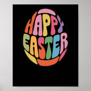 Buntes Fröhliches Osterei - Funky-Schrift-Sticker Poster