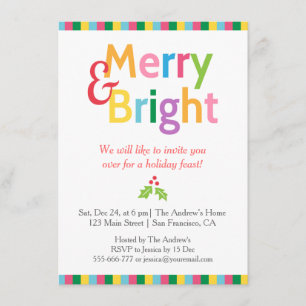 Buntes fröhliches und helles WeihnachtsParty Einladung