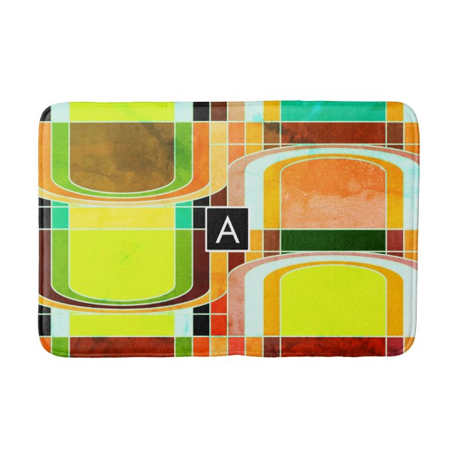 Buntes Funky Retro-Inspiriert Badematte (Vorderseite)
