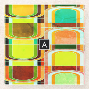 Buntes Funky Retro-Inspiriert Glasuntersetzer