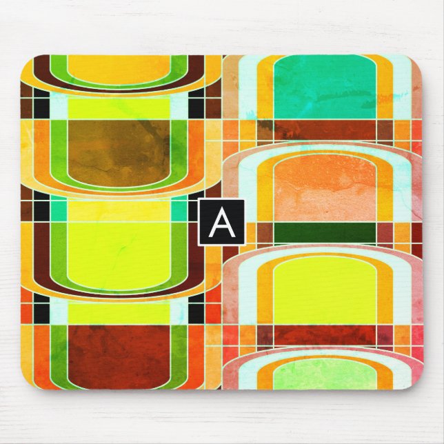 Buntes Funky Retro-Inspiriert Mousepad (Vorne)