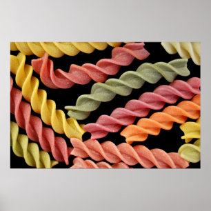 buntes Fusilli italienisches Pasta-Poster Poster