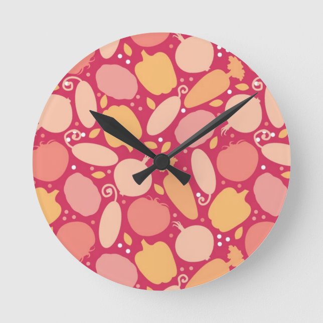 Buntes Gemüsemuster Runde Wanduhr (Vorderseite)
