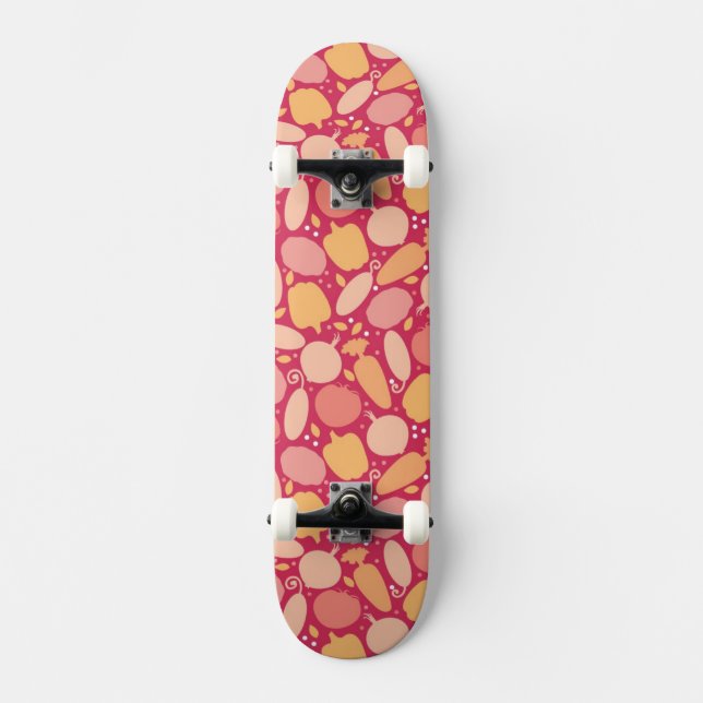 Buntes Gemüsemuster Skateboard (Vorderseite)