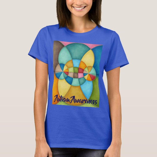 Buntes geometrisches abstraktes T-Shirt (Vorderseite)