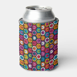 Buntes geometrisches Muster mit Hexagonen Dosenkühler