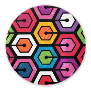Buntes geometrisches Muster mit Hexagonen Keramikknauf