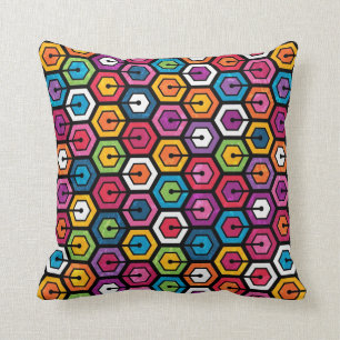 Buntes geometrisches Muster mit Hexagonen Kissen