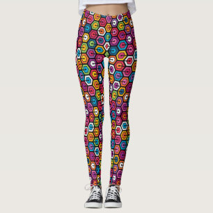 Buntes geometrisches Muster mit Hexagonen Leggings