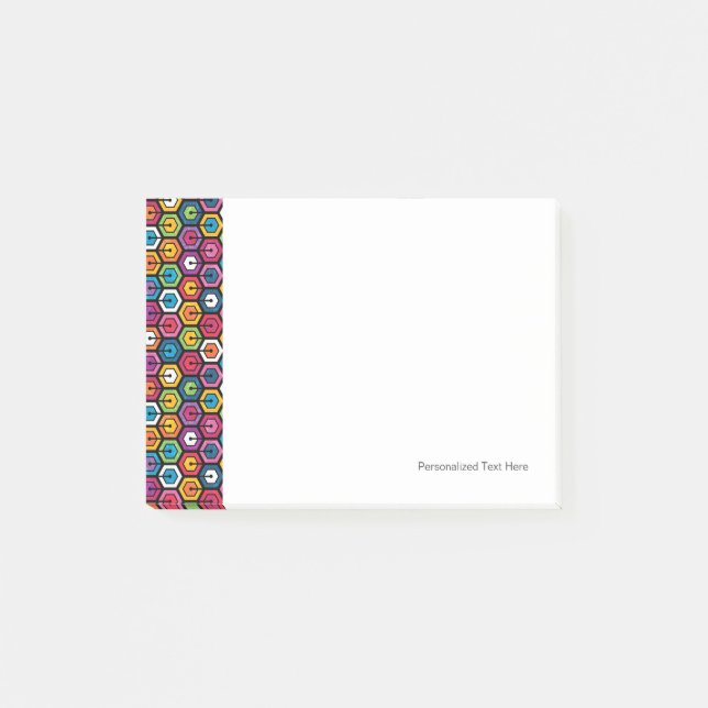 Buntes geometrisches Muster mit Hexagonen Post-it Klebezettel (Vorderseite)
