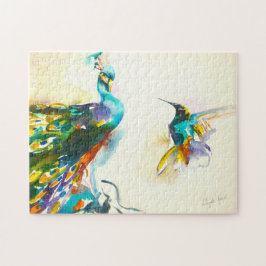 "Buntes Gesprächs-" Kolibri u. Pfau Puzzle