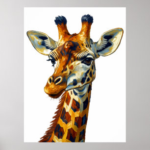 Buntes Giraffenporträt Ölmalerei Kunst Poster