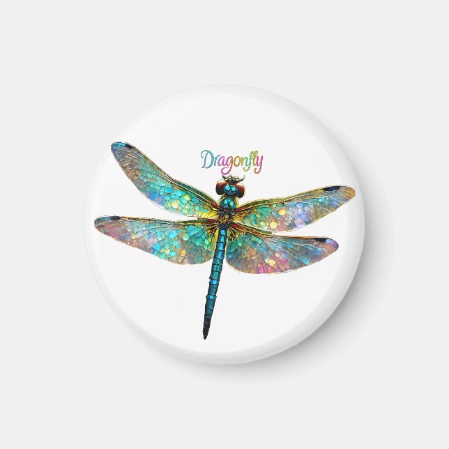 Buntes Glasfenster Libelle Magnet (Vorne)