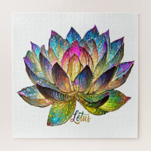 Buntes Glaslotusblume auf Weiß Puzzle