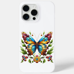 Buntes Glasschmetterling mit Blume Case-Mate iPhone Hülle