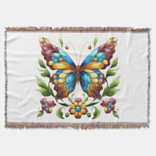 Buntes Glasschmetterling mit Blume Decke