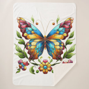 Buntes Glasschmetterling mit Blume Sherpadecke