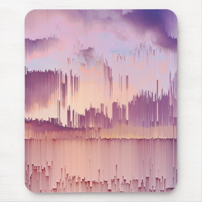 Buntes Glitch-Sonnenuntergangs-Horizont Mousepad (Vorne)