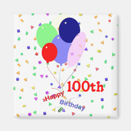 Buntes Glück 100. Geburtstagsballons Magnet