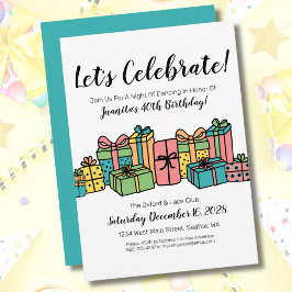 Buntes Glück 40. Geburtstag Party Einladung