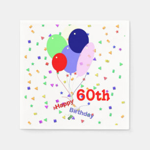 Buntes Glück 60. Geburtstag Balloons Serviette