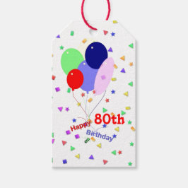 Buntes Glück 80. Geburtstag Balloons Geschenkanhänger