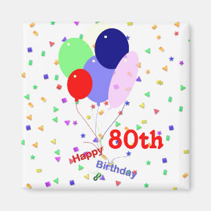 Buntes Glück 80. Geburtstag Balloons Magnet