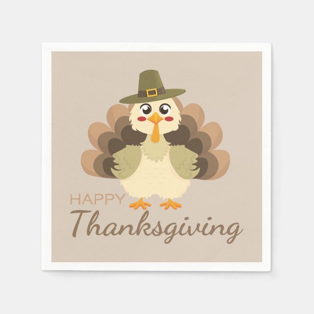 Buntes Glück Danksagend Niedliche Türkei Serviette (Vorderseite)