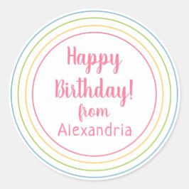 Buntes Glück Geburtstag aus dem Namen Pastel Pink Runder Aufkleber