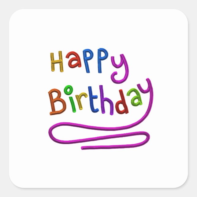 Buntes Glück Geburtstag Gruß Quadratischer Aufkleber (Vorderseite)