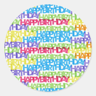 Buntes Glück Geburtstag Word Art Runder Aufkleber