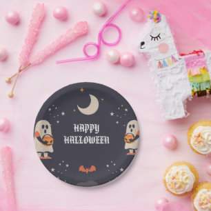 Buntes Glück Halloween Ghost Pappteller