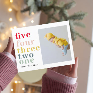Buntes Glück im neuen Jahr   Mit Foto Postkarte