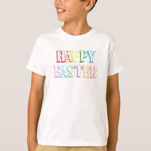 Buntes Glück Ostern Gruß Typografie T - Shirt