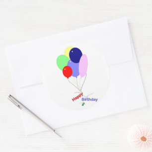 Buntes Glück zum Geburtstag Balloons Runder Aufkleber