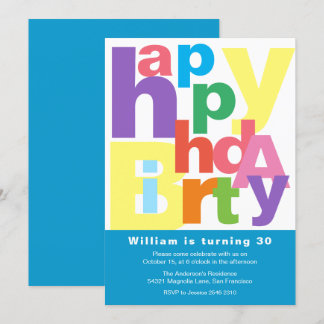 Buntes Glück zum Geburtstag Einladung