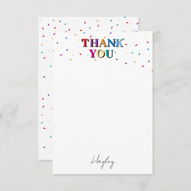 Buntes Glück zum Geburtstag Individuelle Name Conf Dankeskarte (Vorne/Hinten)
