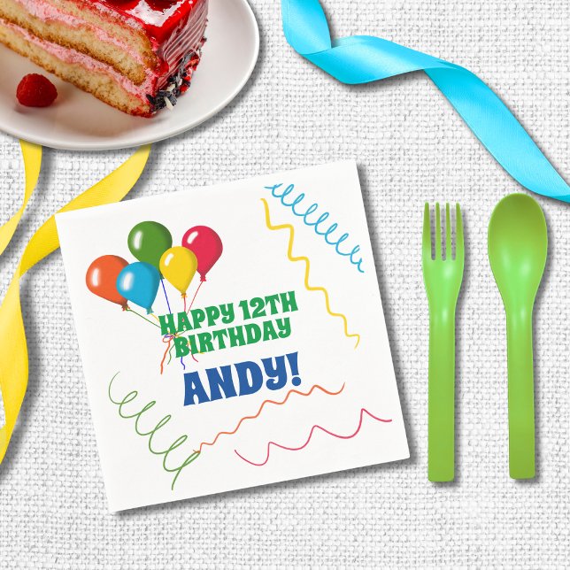 Buntes Glück zum Geburtstag mit Balloons Serviette (Von Creator hochgeladen)