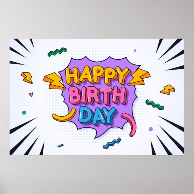 Buntes Glück zum Geburtstag Poster (Vorne)