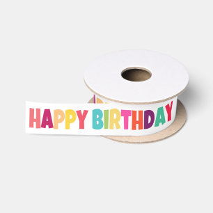 Buntes Glück zum Geburtstag Satinband