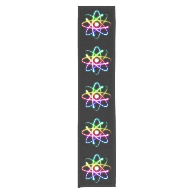 Buntes glühendes Atom-Muster Kurzer Tischläufer (Vorderseite)
