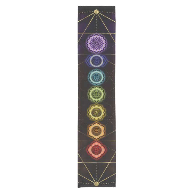 Buntes glühendes Chakras Kurzer Tischläufer (Vorderseite)