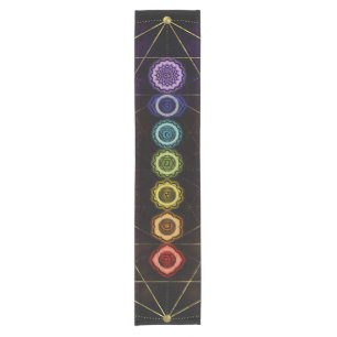 Buntes glühendes Chakras Kurzer Tischläufer