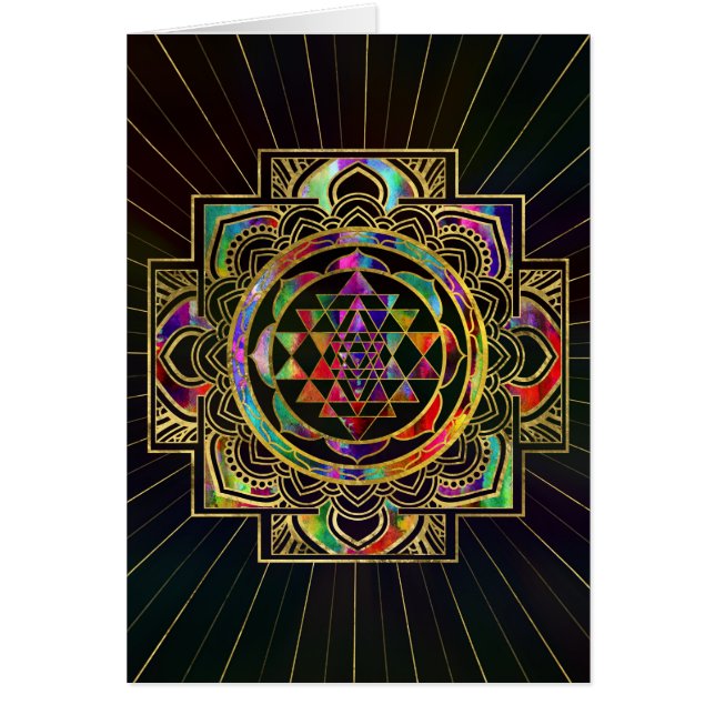 Buntes Gold gerahmtes Sri Yantra Sri Chakra (Vorne)