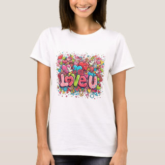 Buntes Graffiti Love U Damen T-Shirt